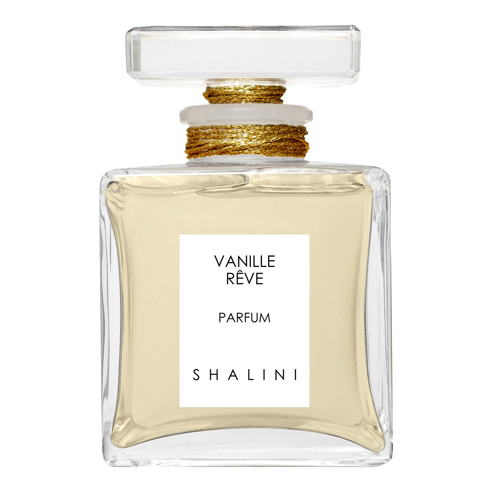Vanille Rêve Parfum | Cubique Glass Bottle with Stopper sealed with Gold  Thread
